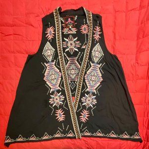 ONE TIME PRICE, THEN IT'S GONE! Johnny Was Aztec-detailed-design vest 3X